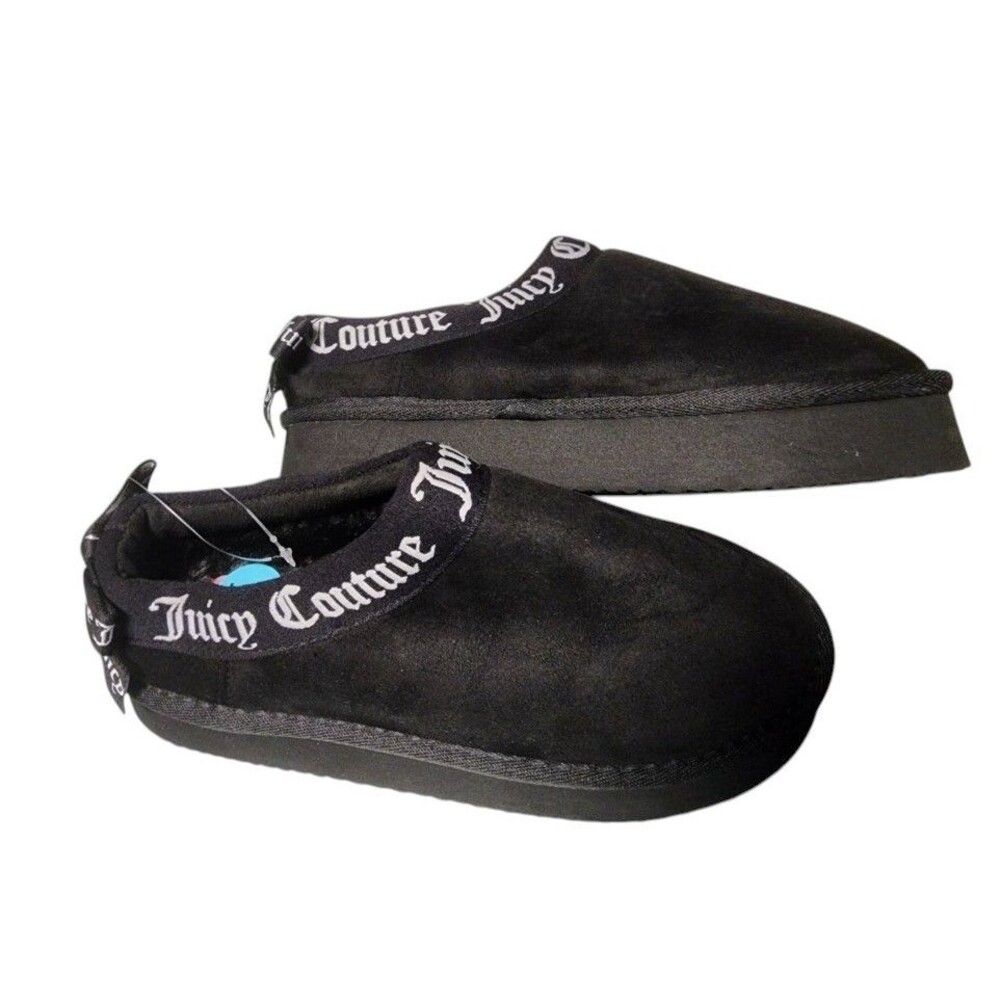 Juicy Couture Black Olyana C Closed Toe Clog Slippers NEW Sz 6 Rhinestone Charm